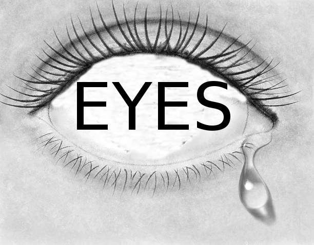 Beautiful pencil drawing eye with tear